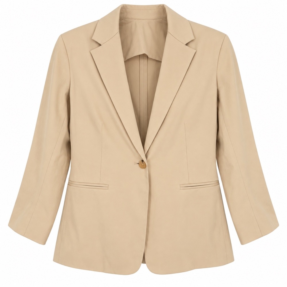 The Row Schoolboy Blazer Jacket Beige Cotton Blend Single Button Made in USA 4